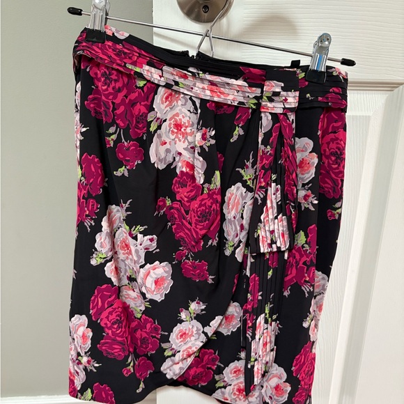 The Kooples Black and Pink Floral A-Line Skirt - Picture 6 of 6